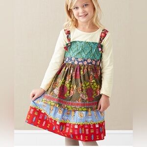 Matilda Jane Paint By Numbers Plum Feist Knot apron fox dress - Size 4